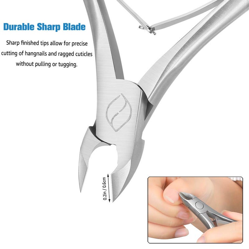 FERYES Cuticle Clippers 1/2 Jaw - Professional Cuticle Cutter Nail Cuticle Remover Tool, Nail Skin Clipper Hangnail Trimmer - SILVER - Image 5